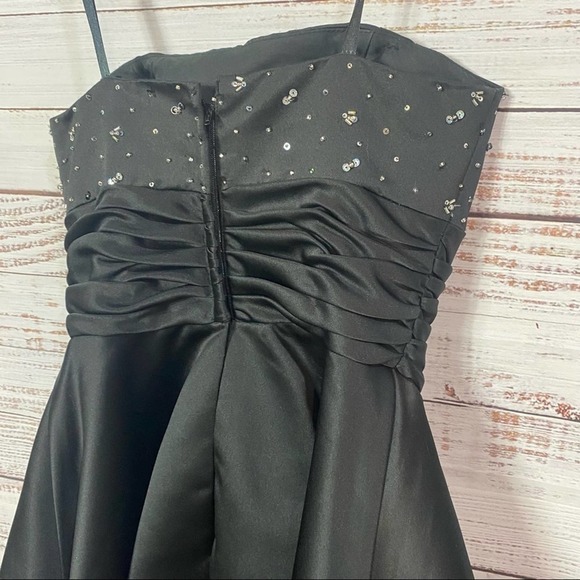 MORI LEE by Madeline Gardner black beaded‎ size 6 Flare mini prom floral … - Picture 6 of 7